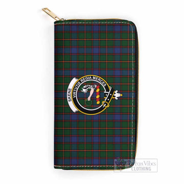 Skene Tartan Women's Leather Wallet with Family Crest
