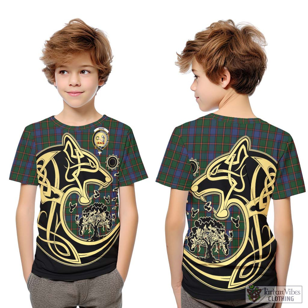 Skene Tartan Kid T-Shirt with Family Crest Celtic Wolf Style Youth XL Size14 - Tartan Vibes Clothing