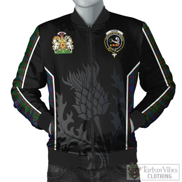 Skene Tartan Bomber Jacket with Family Crest and Scottish Thistle Vibes Sport Style