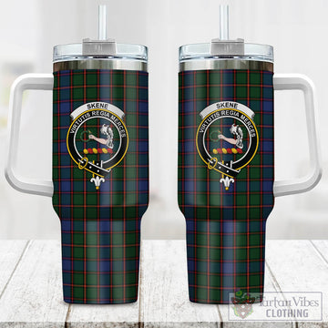 Skene Tartan and Family Crest Tumbler with Handle