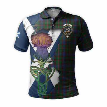 Skene Tartan Family Crest Polo Shirt Scottish Thistle Celtic Inspired