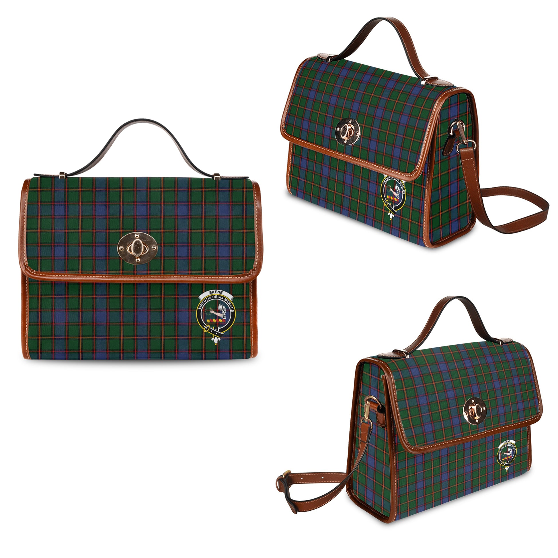 skene-tartan-leather-strap-waterproof-canvas-bag-with-family-crest