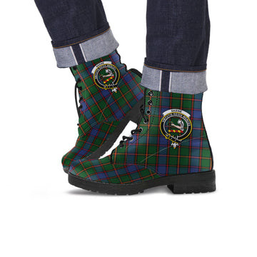 Skene Tartan Leather Boots with Family Crest