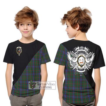 Skene Tartan Kid T-Shirt with Family Crest and Military Logo Style Youth XL Size14 - Tartanvibesclothing Shop