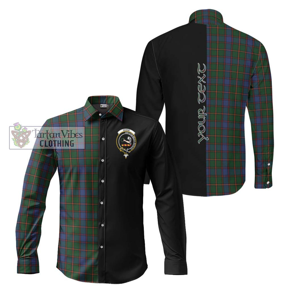 Skene Tartan Long Sleeve Button Shirt with Family Crest and Half Of Me Style Men's Shirt S - Tartanvibesclothing Shop
