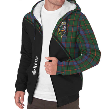 Skene Tartan Sherpa Hoodie with Family Crest Curve Style
