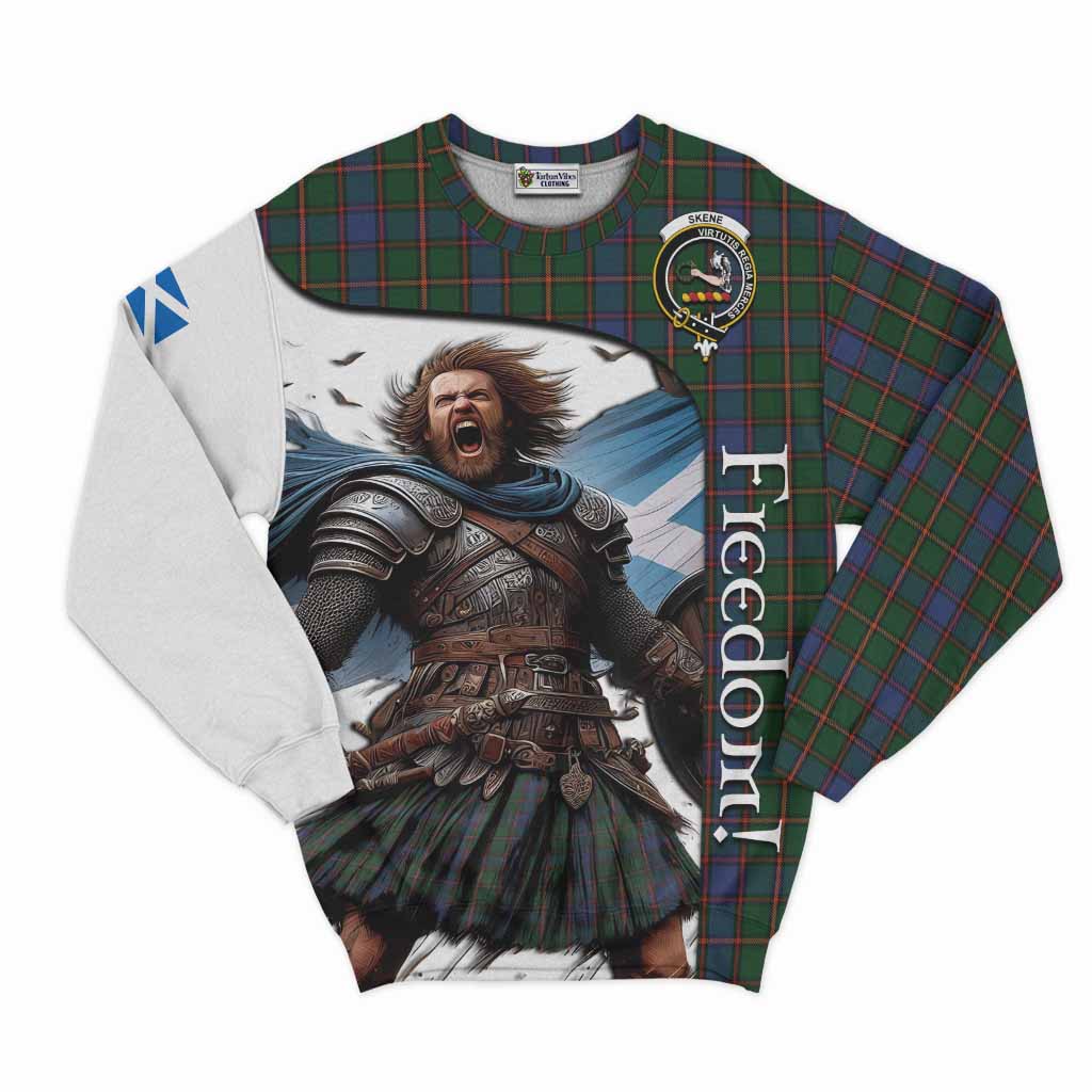 Tartan Vibes Clothing Skene Crest Tartan Sweatshirt Inspired by the Freedom of Scottish Warrior