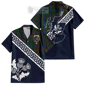 Skene Tartan Hawaiian Shirt Featuring Thistle and Scotland Map