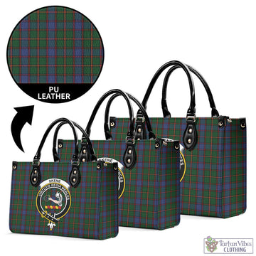Skene Tartan Luxury Leather Handbags with Family Crest