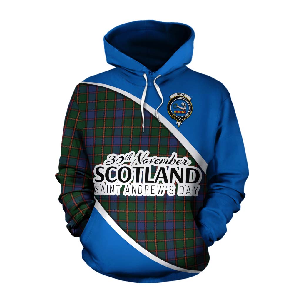 Tartan Vibes Clothing Skene Family Crest Tartan Cotton Hoodie Celebrate Saint Andrew's Day in Style
