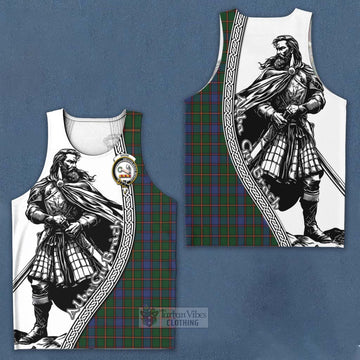 Tartan Vibes Clothing Skene Tartan Clan Crest Men's Tank Top with Highlander Warrior Celtic Style