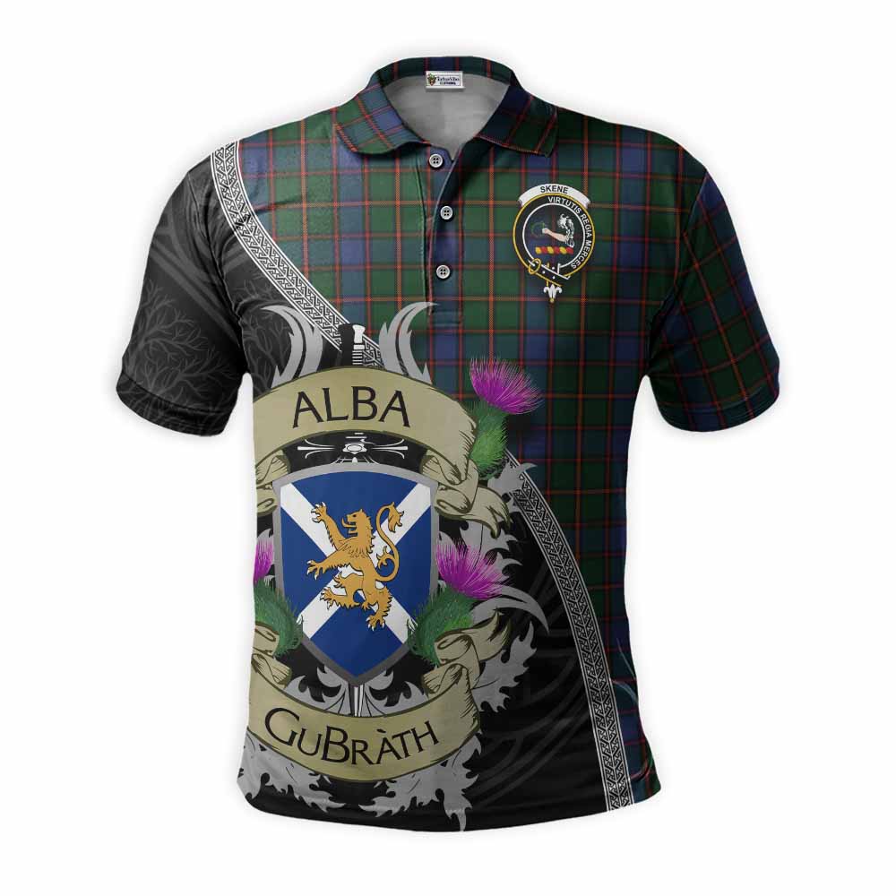 Tartan Vibes Clothing Skene Tartan Family Crest Polo Shirt Lion Rampant Royal Thistle Shield Celtic Inspired