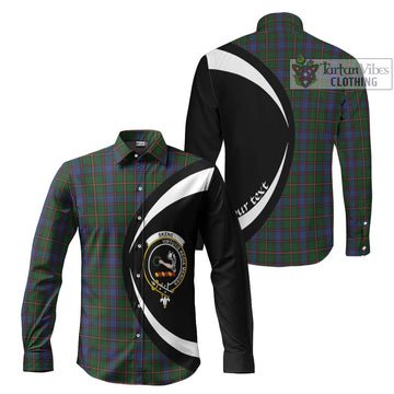 Skene Tartan Long Sleeve Button Up with Family Crest Circle Style Men's Shirt S - Tartan Vibes Clothing