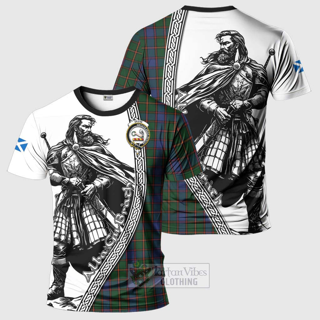 Skene Tartan Clan Crest T-Shirt with Highlander Warrior Celtic Style Kid's Shirt - Tartan Vibes Clothing