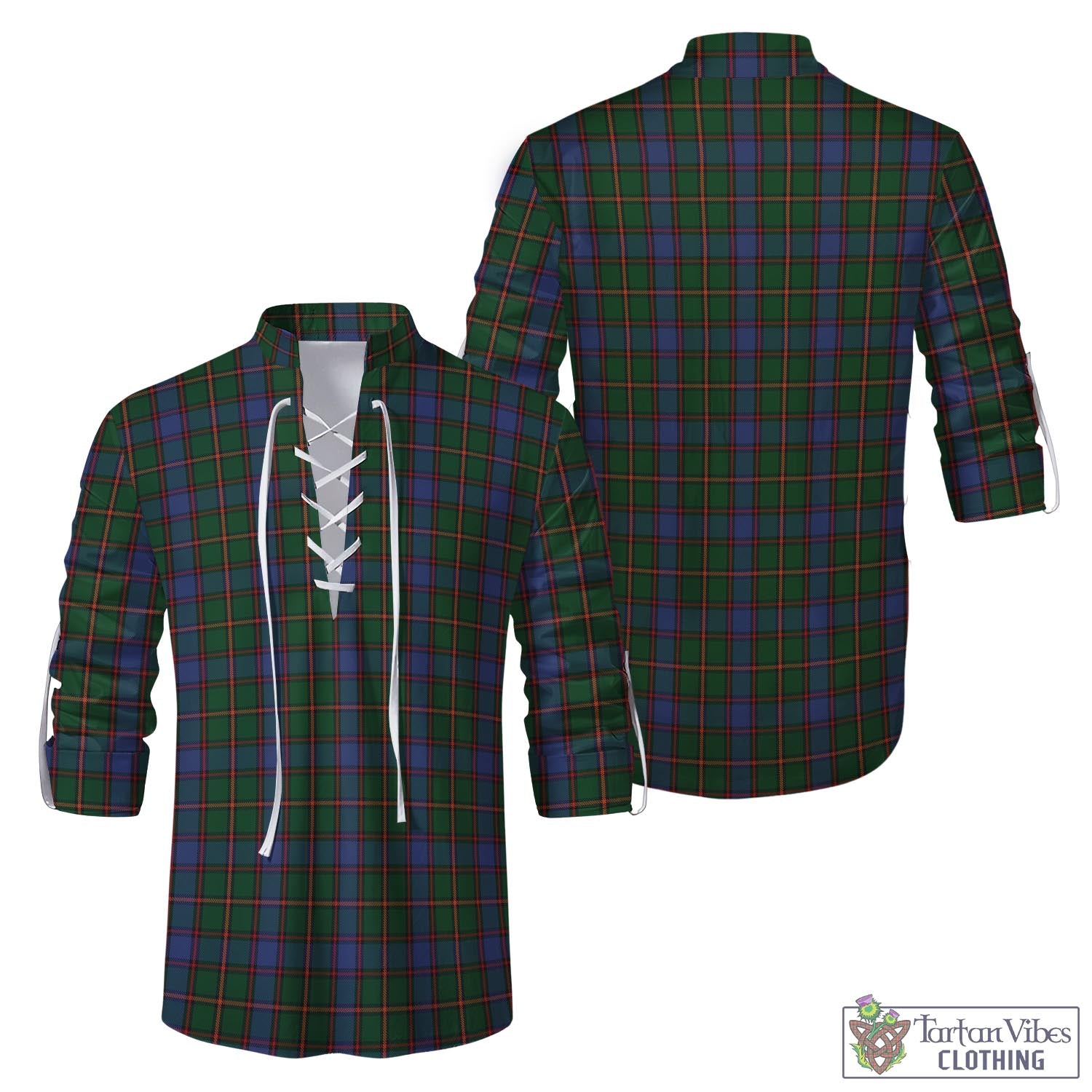 Tartan Vibes Clothing Skene Tartan Men's Scottish Traditional Jacobite Ghillie Kilt Shirt
