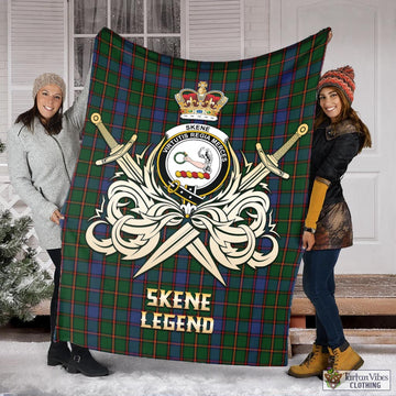 Skene Tartan Blanket with Clan Crest and the Golden Sword of Courageous Legacy