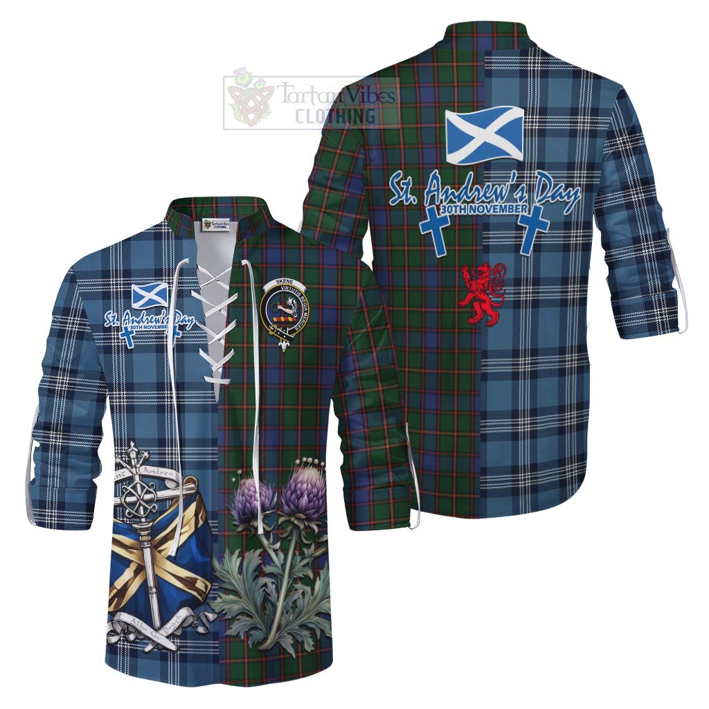 Tartan Vibes Clothing Skene Tartan Ghillie Kilt Shirt Happy St. Andrew's Day Half Tartan Style