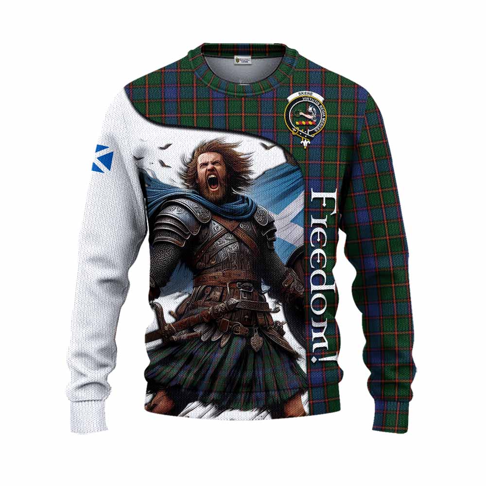 Tartan Vibes Clothing Skene Crest Tartan Knitted Sweater Inspired by the Freedom of Scottish Warrior