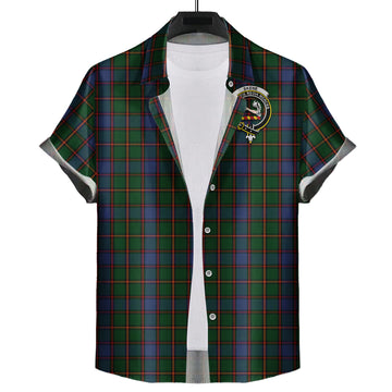 Skene Tartan Short Sleeve Button Down Shirt with Family Crest