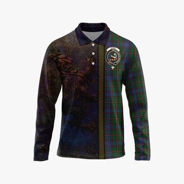 Skene Tartan Family Crest Long Sleeve Polo Shirt Alba Gu Brath Be Brave Lion Ancient Style