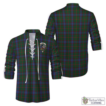 Tartan Vibes Clothing Skene Tartan Men's Scottish Traditional Jacobite Ghillie Kilt Shirt with Family Crest