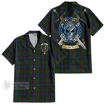Skene Tartan Hawaiian Shirt with Family Crest Celtic Skull Style