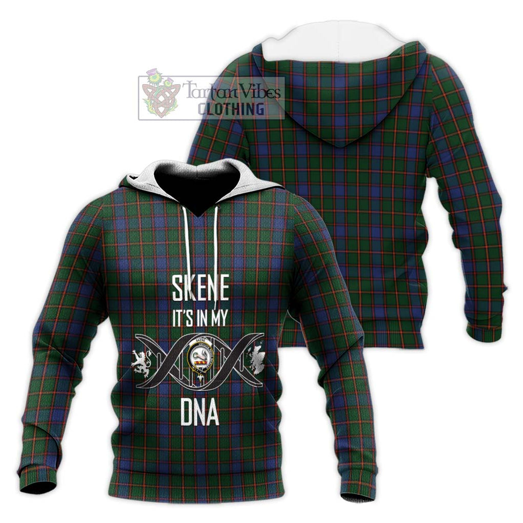 Skene Tartan Knitted Hoodie with Family Crest DNA In Me Style Unisex Knitted Pullover Hoodie - Tartanvibesclothing Shop