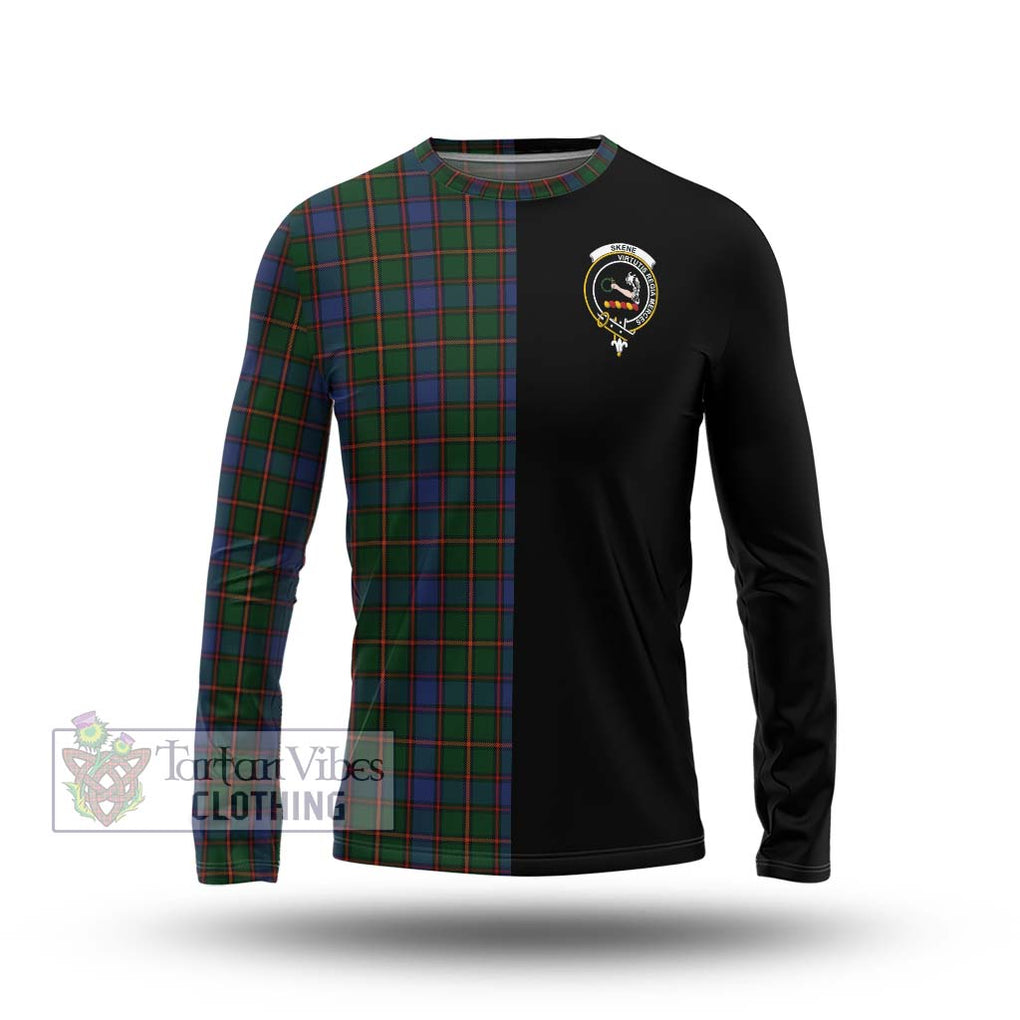 Skene Tartan Long Sleeve T-Shirt with Family Crest and Half Of Me Style Unisex - Tartanvibesclothing Shop