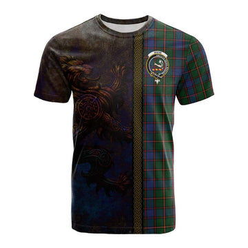 Skene Tartan Family Crest Cotton T-shirt Alba Gu Brath Be Brave Lion Ancient Style