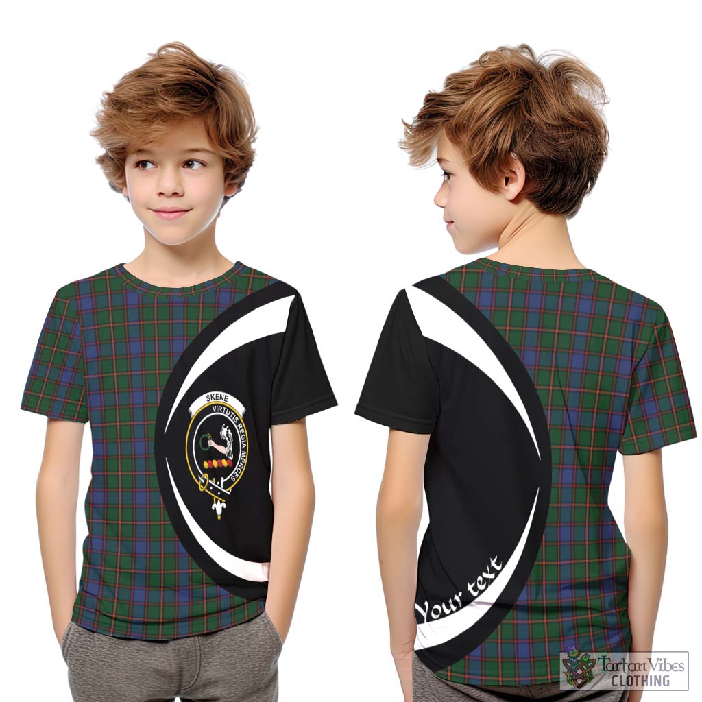 Skene Tartan Kid T-Shirt with Family Crest Circle Style Youth XL Size14 - Tartan Vibes Clothing