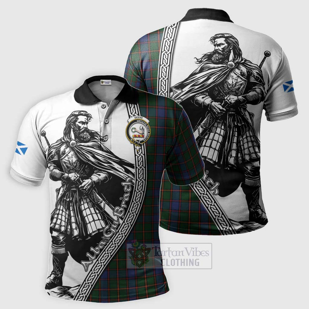 Skene Tartan Clan Crest Polo Shirt with Highlander Warrior Celtic Style Kid - Tartan Vibes Clothing