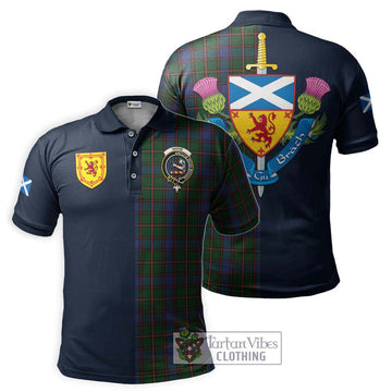 Skene Tartan Polo Shirt Alba with Scottish Lion Royal Arm Half Style