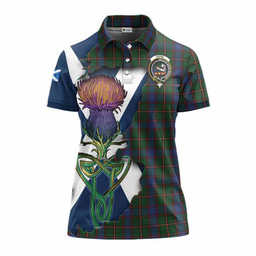 Skene Tartan Family Crest Women's Polo Shirt Scottish Thistle Celtic Inspired