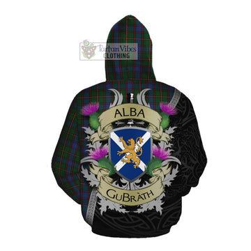 Skene Tartan Family Crest Cotton Hoodie Lion Rampant Royal Thistle Shield Celtic Inspired