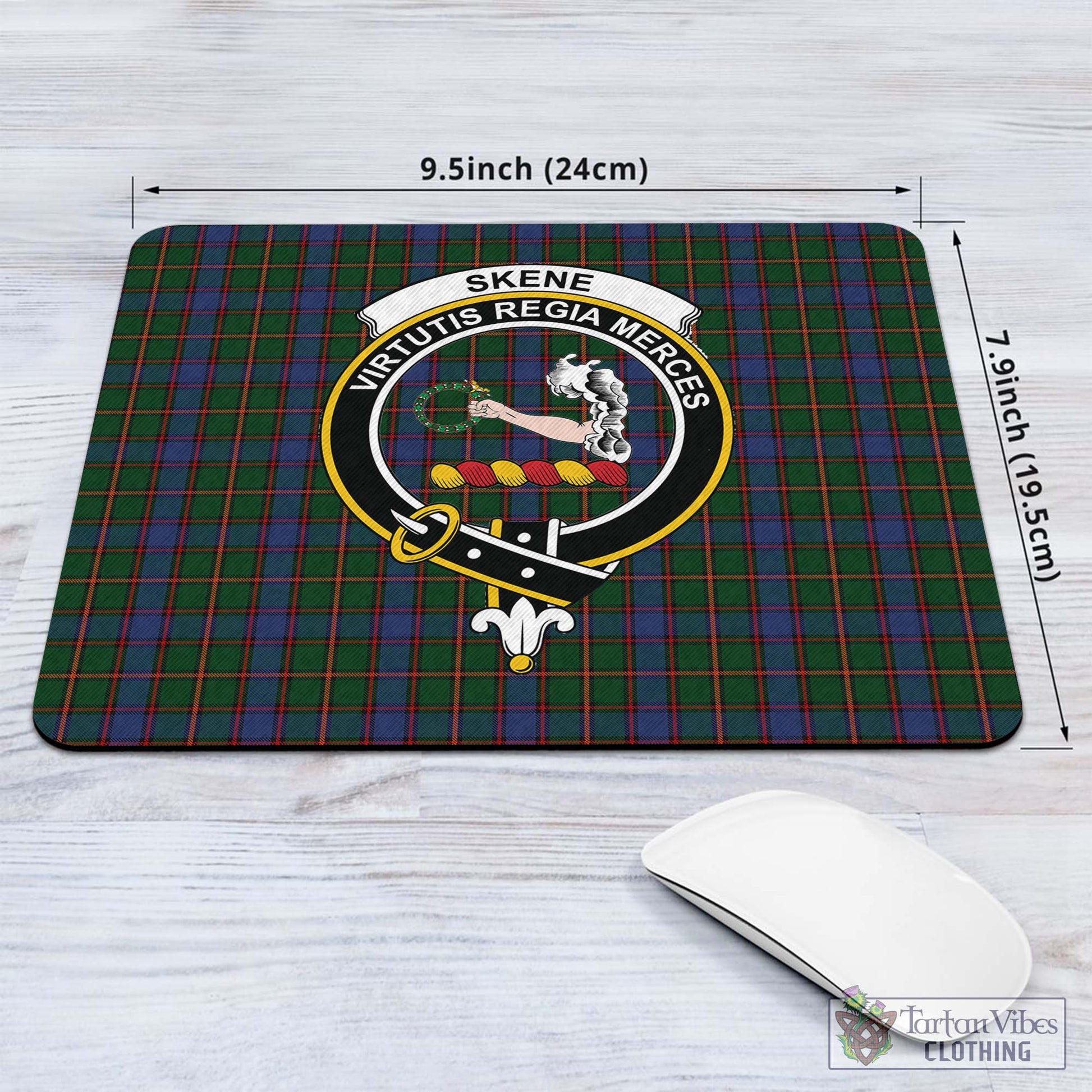 Tartan Vibes Clothing Skene Tartan Mouse Pad with Family Crest