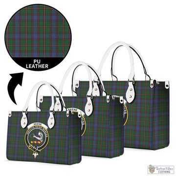 Skene Tartan Luxury Leather Handbags with Family Crest
