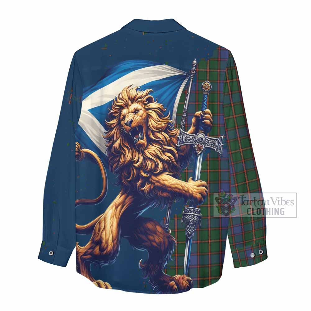 Tartan Vibes Clothing Skene Tartan Family Crest Women's Casual Shirt with Scottish Majestic Lion