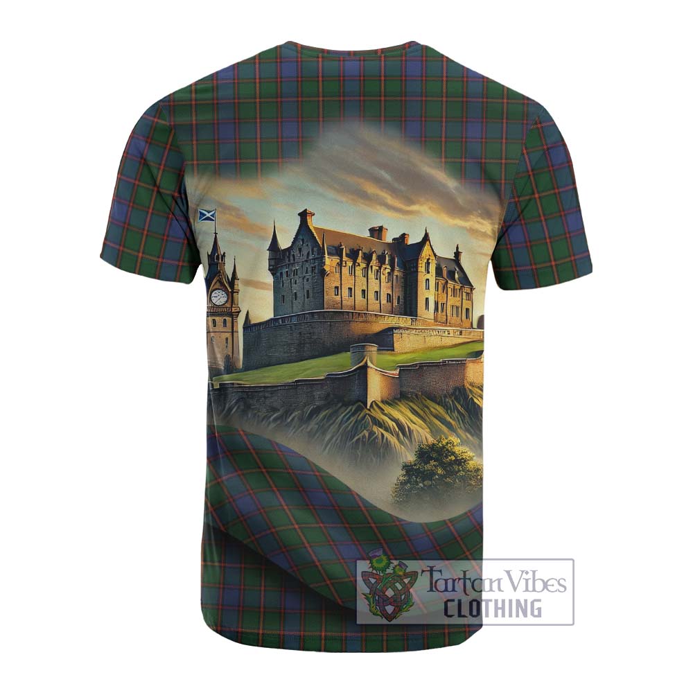 Tartan Vibes Clothing Skene Tartan Family Crest Cotton T-shirt with Scottish Ancient Castle Style