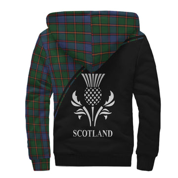 Skene Tartan Sherpa Hoodie with Family Crest Curve Style