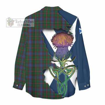 Tartan Vibes Clothing Skene Tartan Family Crest Women's Casual Shirt Scottish Thistle Celtic Inspired