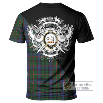 Skene Tartan T-Shirt with Family Crest and Military Logo Style - Tartanvibesclothing Shop
