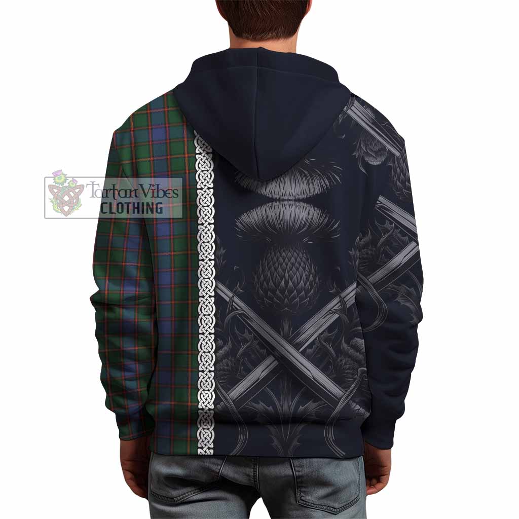 Tartan Vibes Clothing Skene Tartan Hoodie with Family Crest Cross Sword Thistle Celtic Vibes