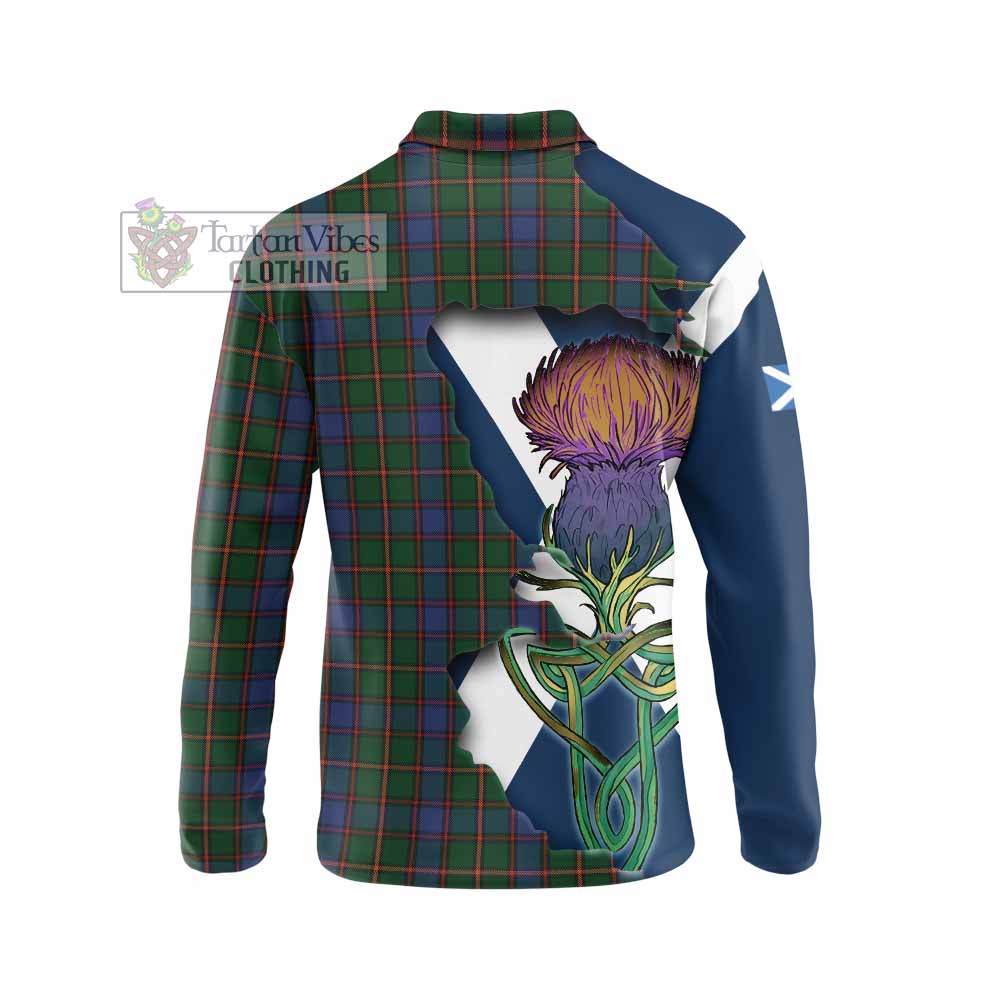 Tartan Vibes Clothing Skene Tartan Family Crest Long Sleeve Polo Shirt Scottish Thistle Celtic Inspired