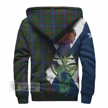 Skene Tartan Family Crest Sherpa Hoodie Scottish Thistle Celtic Inspired