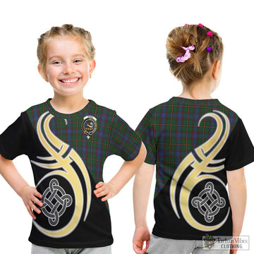 Skene Tartan Kid T-Shirt with Family Crest and Celtic Symbol Style - Tartan Vibes Clothing