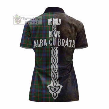 Skene Tartan Family Crest Women's Polo Shirt Alba Gu Brath Be Brave Lion Ancient Style