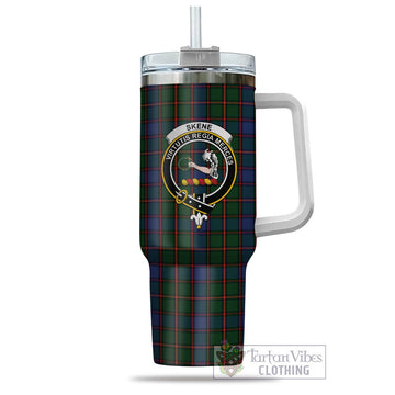 Skene Tartan and Family Crest Tumbler with Handle
