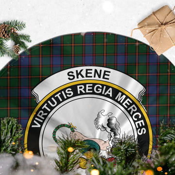 Skene Tartan Christmas Tree Skirt with Family Crest