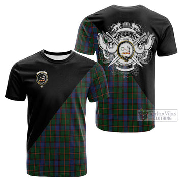 Tartan Vibes Clothing Skene Tartan Cotton T-shirt with Family Crest and Military Logo Style