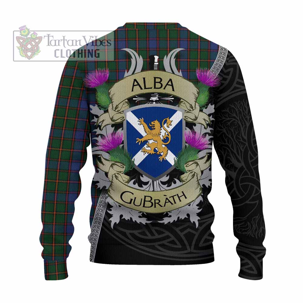 Tartan Vibes Clothing Skene Tartan Family Crest Knitted Sweater Lion Rampant Royal Thistle Shield Celtic Inspired